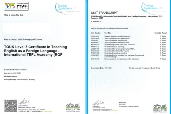 International TEFL Academy Accreditations: TEFL/TESOL/TQUK